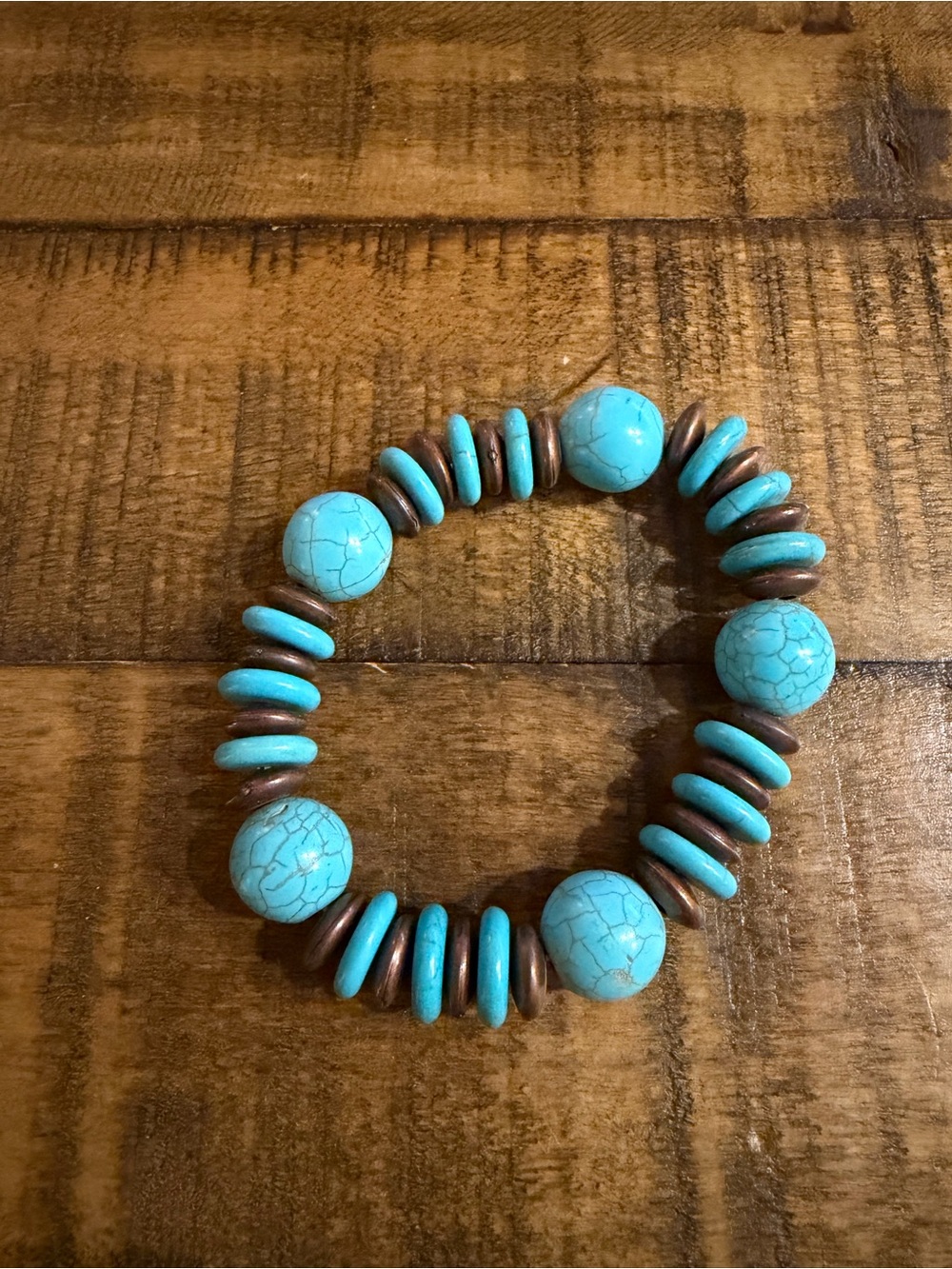 paparazzi Turquoise and Brown Bead Stretch Bracelet